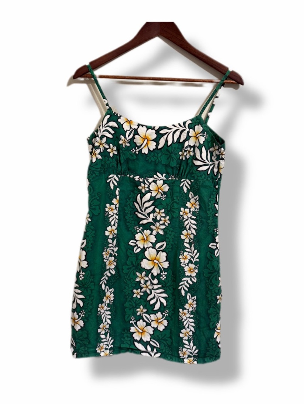 Vintage Hawaiian Sundress Jade Fashions Green Hibiscus Made in Hawaii Size S